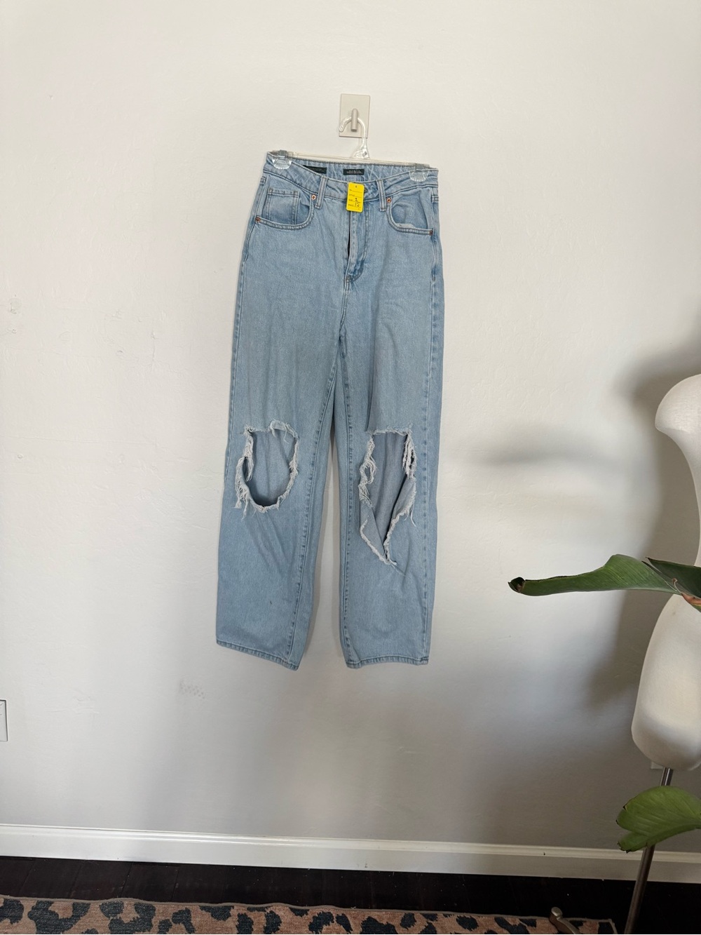 Light Blue super high rise Distressed Boyfriend Jeans